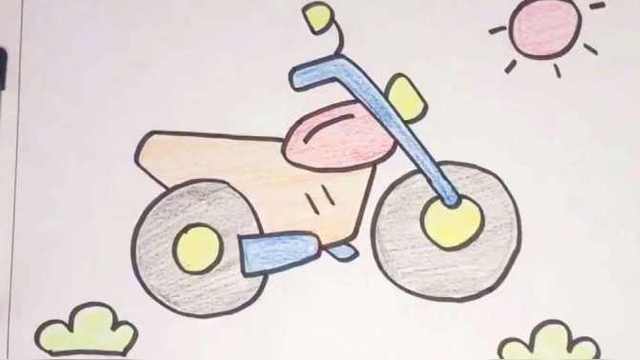 学习绘画和着色儿童摩托车玩具!