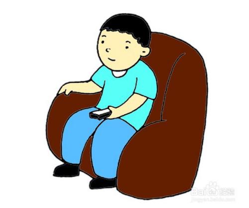 爱看电视的爸爸简笔画