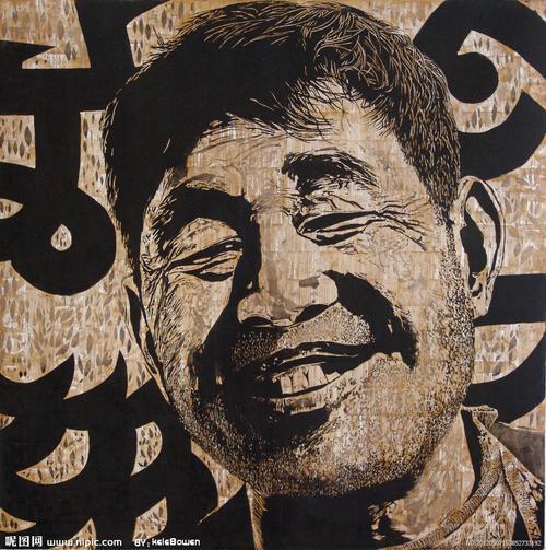 人物头像版画图片,版画抽象人物头像,黑白木刻版画