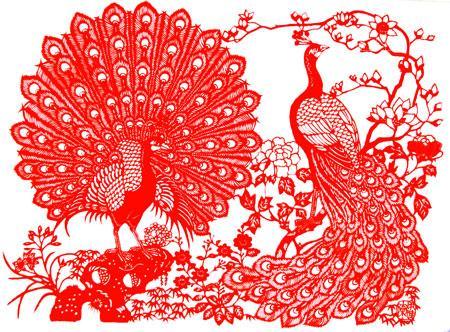 【孔雀剪纸图案】大全