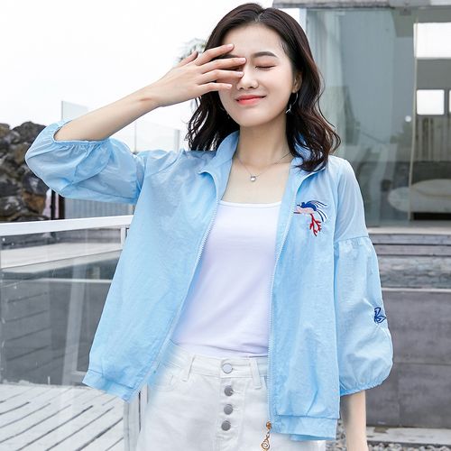 【ga早秋】刺绣宽松棒球服轻薄外搭开衫防晒衣服外套女