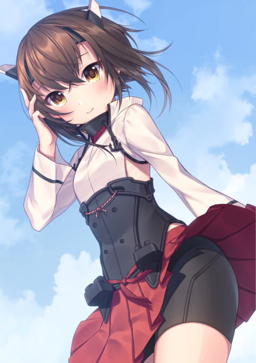 二次元紧身短裤少女手机壁纸