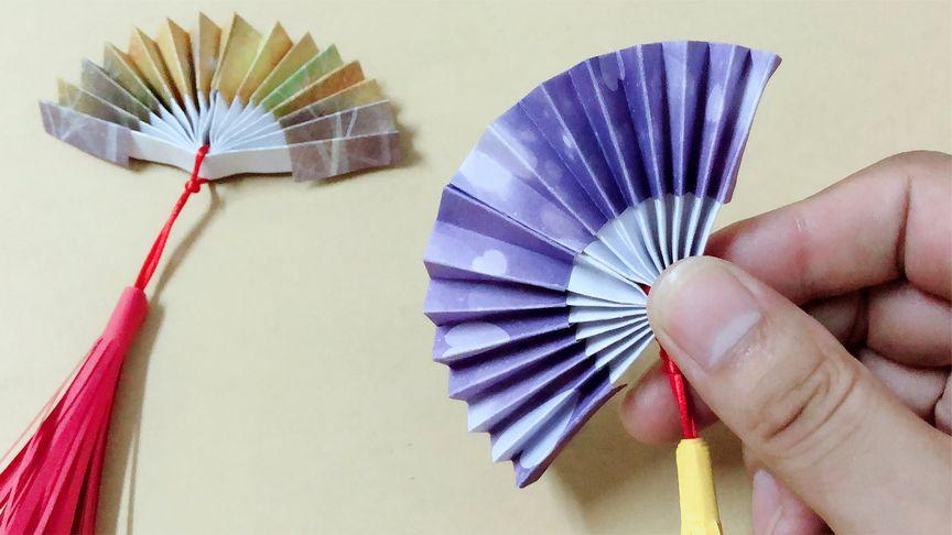 漂亮的古风扇子折纸,做法简单易学,小朋友都学得会