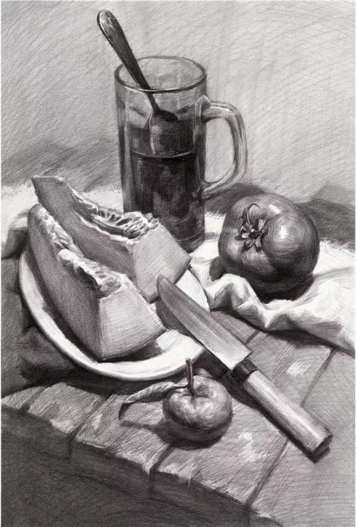 以明暗色调为主要表现手段的素描形式,用黑白灰在二维的纸面上塑造出