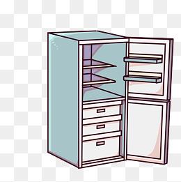 打开的卡通冰箱插画