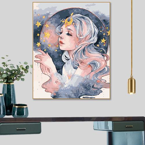 数字油画diy数字油彩画动漫人物填色画减压手工画卧室客厅装饰画