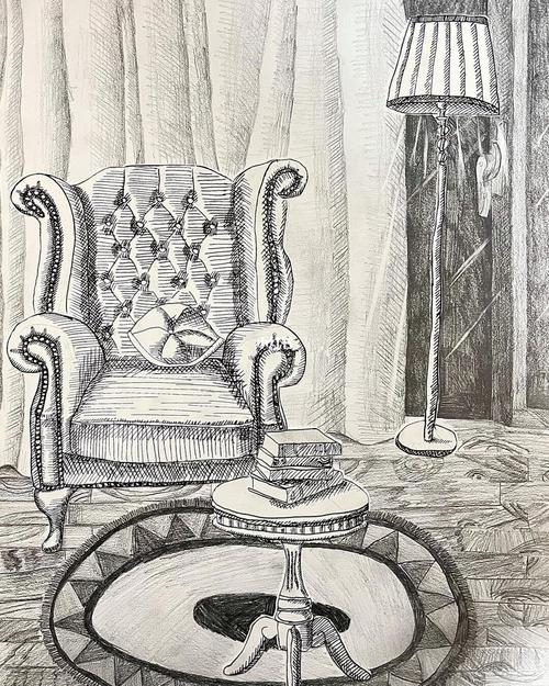 儿童线描《房间一角》_线描_儿童画_文化_绘画