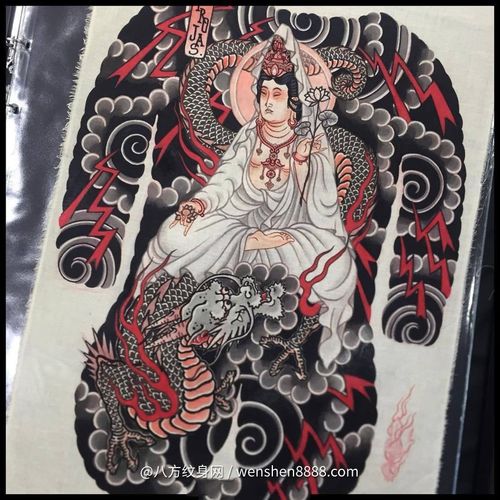 巢湖网络工程师茅先生的通体传统观音纹身手稿图案