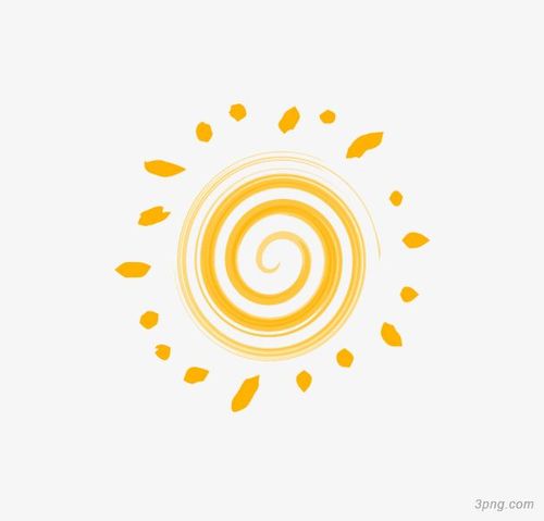 水彩橙色太阳png素材透明免抠图片-卡通手绘