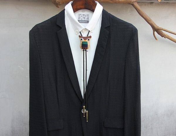 原创设计师手工饰品布衣猫头鹰休闲波洛领带 bolo tie