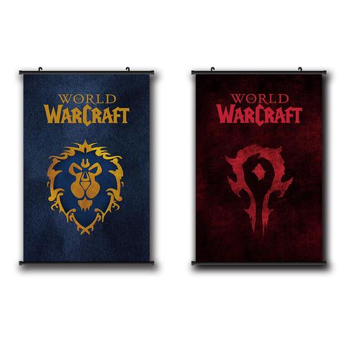 魔兽世界游戏海报挂画 wow联盟部落战旗正式服地图布质防水卷轴画