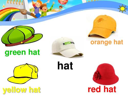 orange hat green hat hat yellow hat red hat