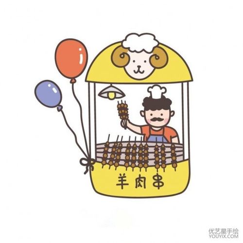 超可爱的各种快餐小吃店铺的简笔画图片 小吃店铺卡通