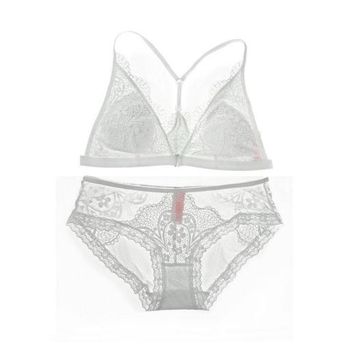 内衣套装胸前超薄蕾丝文胸三角细带