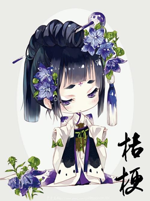 花朵拟人,桔梗,樱花,迎春,绣球,蜀葵,蒲公英,三色堇,矢车菊,插画作品