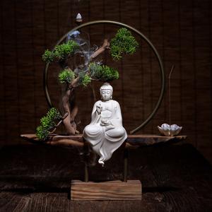 新中式禅意如来佛像摆设家居创意客厅 span class=h>玄关 /span>茶室