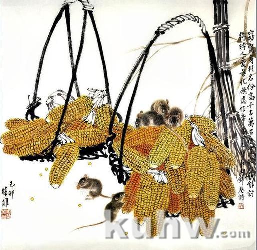 国画玉米作品画法欣赏