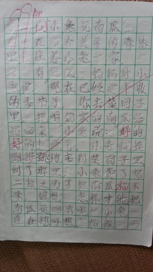 翁赫然写话小兔运南瓜