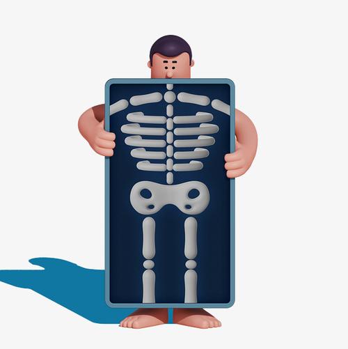 男人手里的人骨架图人骨架图动漫动画卡通手绘装饰图男子卡通人物
