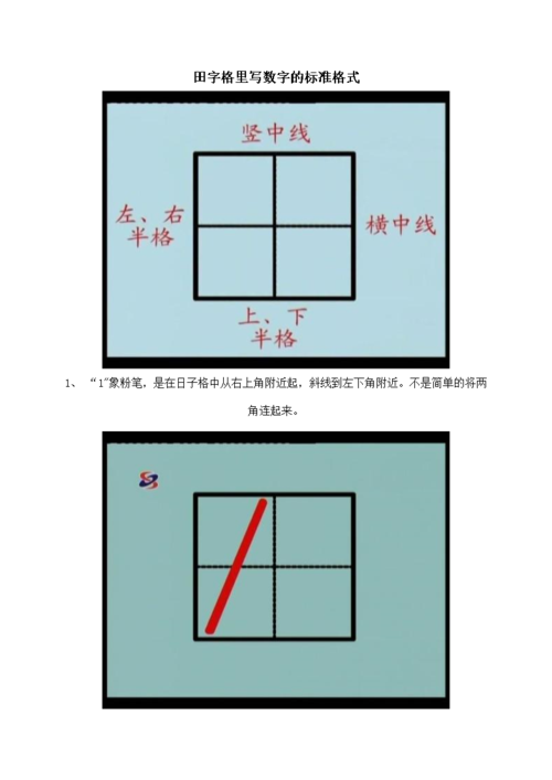 田字格里写数字的标准格式.doc