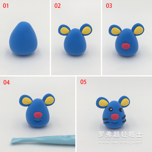 罗弗超轻粘土十二生肖老鼠制作图解教程