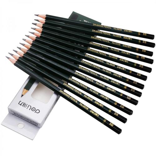 得力6838 5b铅笔 绘图铅笔(12支/盒))