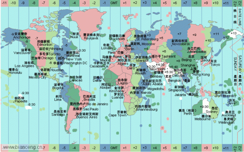 全球24个时区的划分