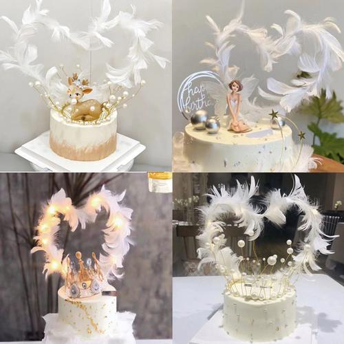 网红爱心羽毛烘焙蛋糕装饰网红天使羽毛装饰插牌插件羽毛条羽毛串