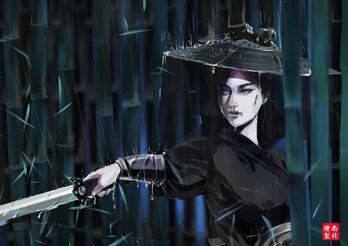 原创手绘插画一张,下点雨,搞一点气氛