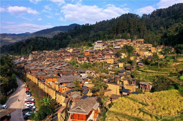 黔东南从江:立冬侗寨禾晾晒秋图_占里村