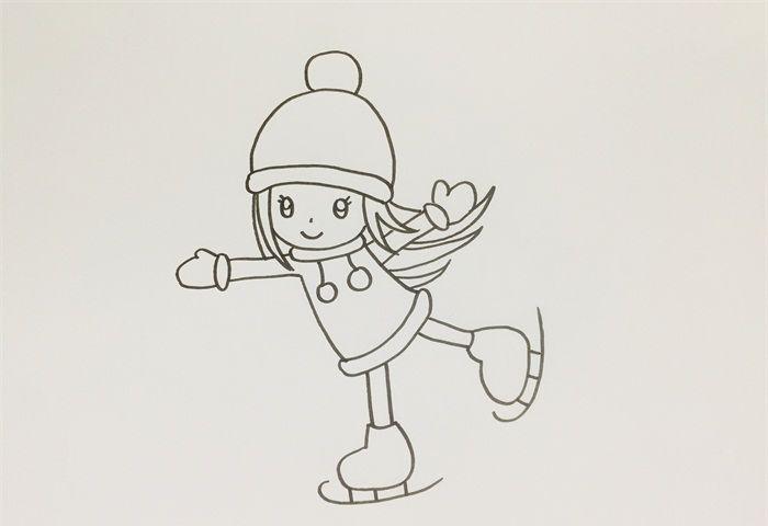 小女孩滑冰简笔画