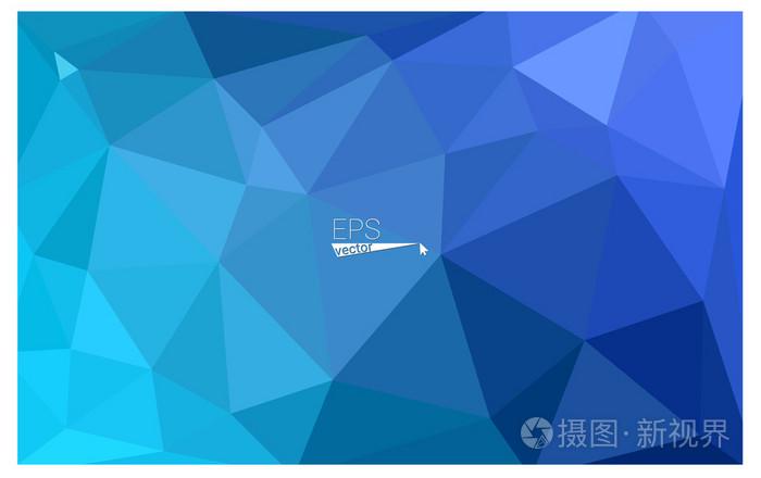 蓝色, 几何, 皱巴巴, 三角, 低模折纸样式梯度图图形背景.