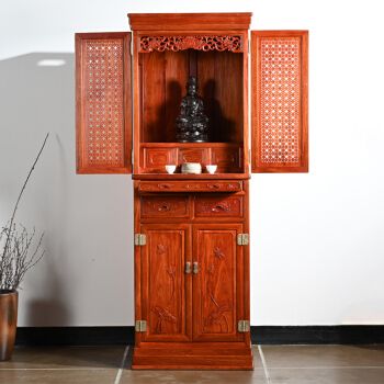 大同拙器红木家具缅甸花梨学名大果紫檀佛龛立柜神台