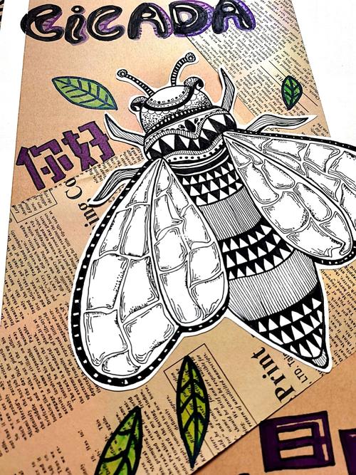 昆虫记写生线描_写生_线描_儿童画_创意儿童画_人文