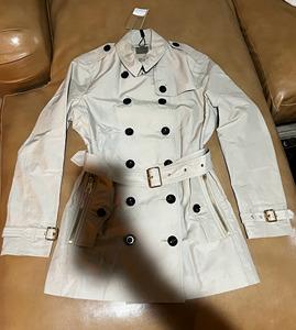 水水美国代购burberry博柏利双排扣口袋拉链女士风衣外套