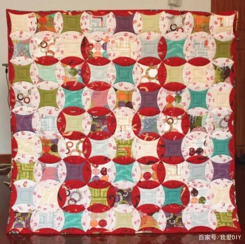 传统拼布铜钱纹样式教程,非常简单,几分钟就学会,成品图案也美