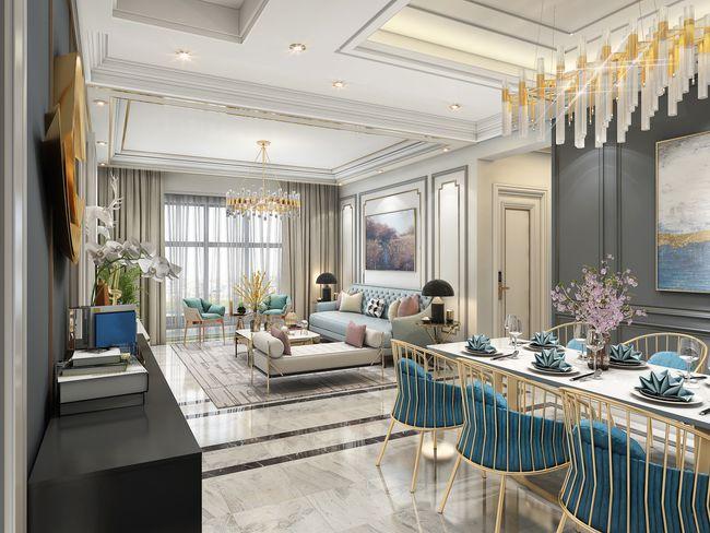 成都翡翠城轻奢风设计效果图丨以简约轻巧为形别致优雅为神韵