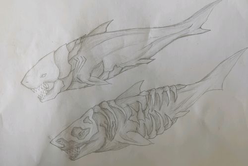 方舟生存进化 自制生物(岩铠鲨,骨铠鲨)