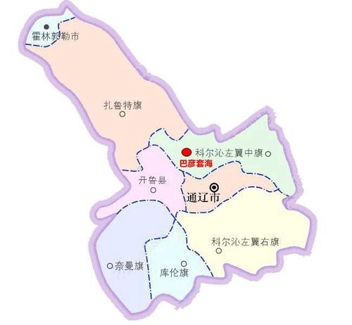这是通辽市(原哲盟)的地图.