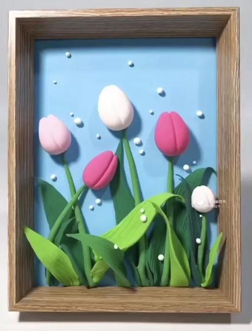 让我们一起来学做   粘土画"春天的郁金香"   第一个完成作品拍照打卡