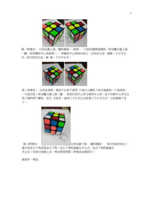 * /* 三阶魔方还原步骤图解 总体说明:想让魔方六面还原,在具体操作