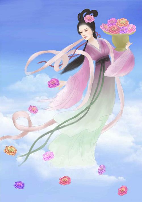 天女散花-清流___涂鸦王国插画