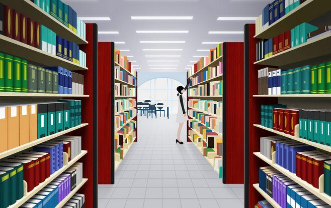 图书馆-石头里尼_矢量,插画,图书馆,小.