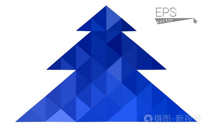 暗蓝色低多边形风格圣诞树矢量图由三角形组成.