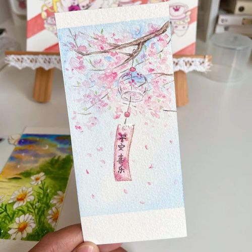 古风水彩书签 临摹_水彩画_古风_书签_临摹_水彩古风