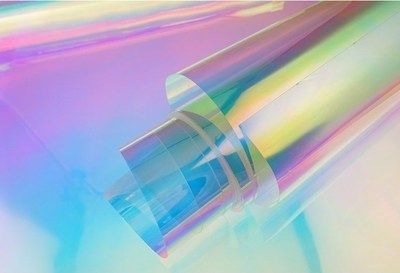 新品镭射纸大张透明膜雷射贴纸幻彩店面隔热彩虹膜窗户渐变彩色窗