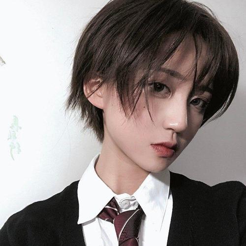 短发假发女帅气中性斜刘海