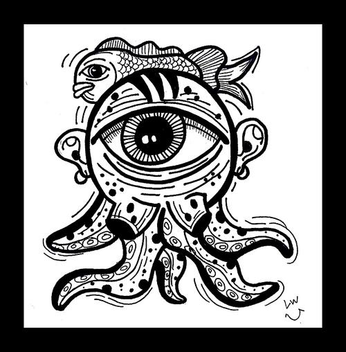 手绘-线条-怪物