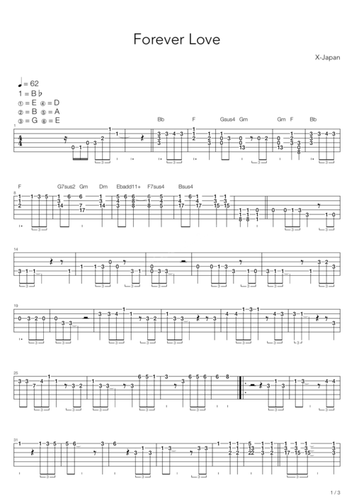 x-japan《forever love》吉他谱