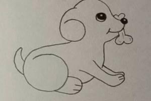 一分钟慢速简笔画视频-狗狗爱吃骨头!